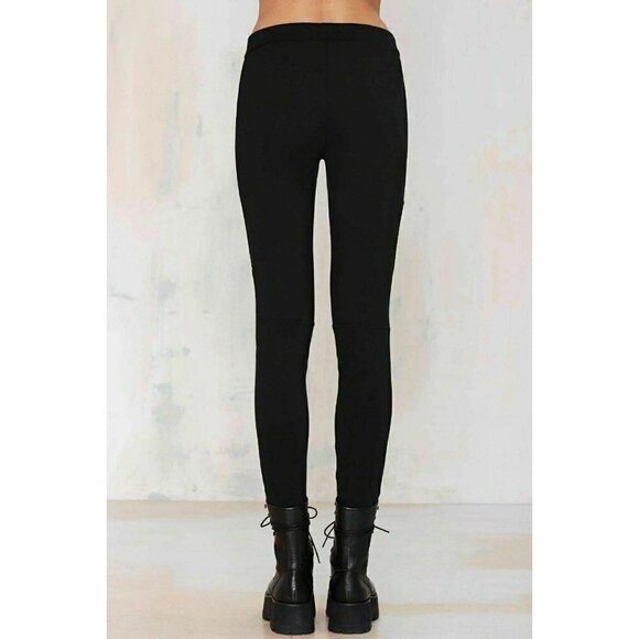 Nasty Gal  Black Vegan Panel Leather Leggings S - Picture 4 of 4